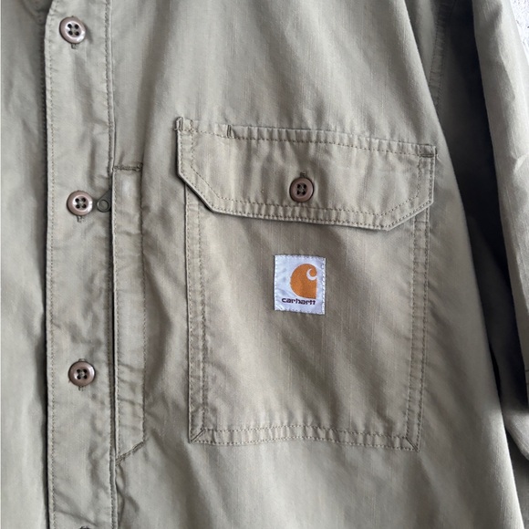Carhartt Men's Button Front Tan Vented Shirt Short Sleeve 2XL - Picture 3 of 7